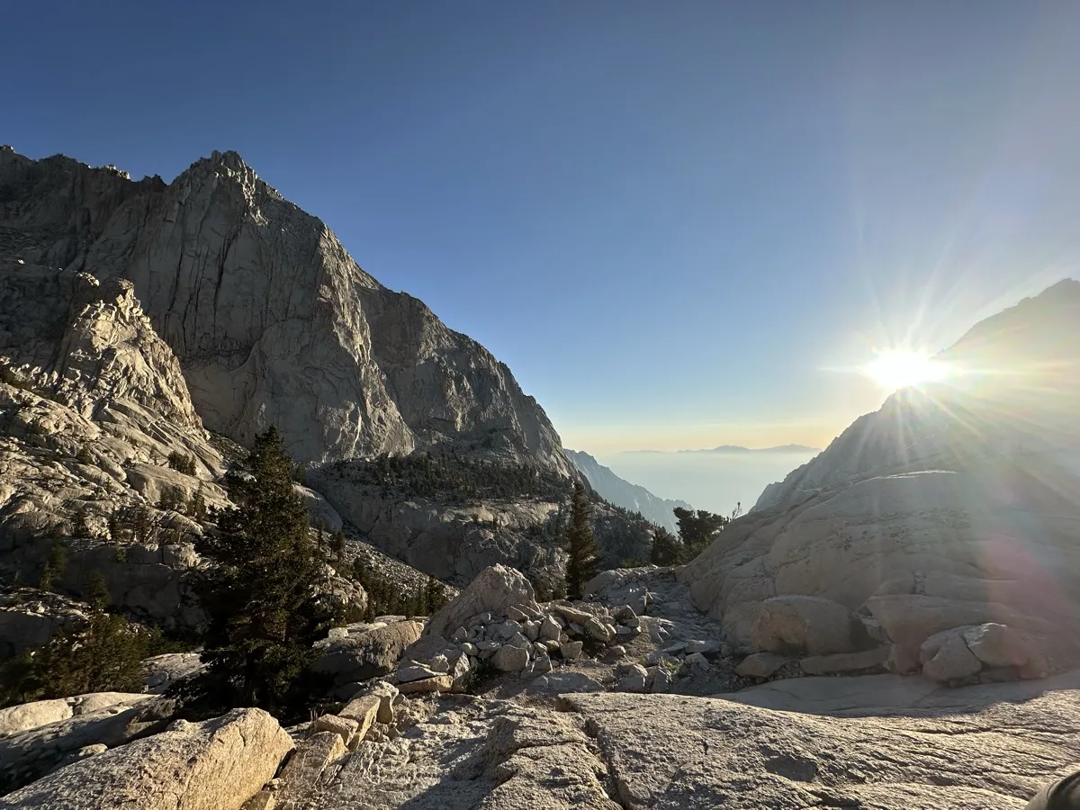 Mountain summit view at sunrise